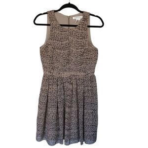 BCBGeneration Tan And Black Printed Ruched Dress Size 6